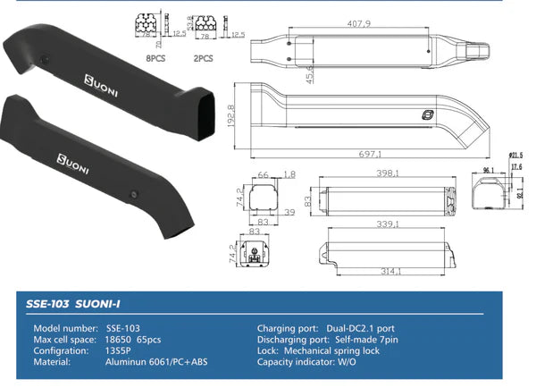 Eunorau 48V 15Ah/17Ah DEFENDER-S/URUS Replace &amp; Upgrade Battery