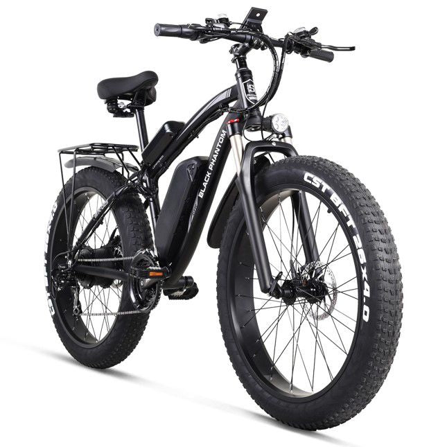 PHATRIDER Black Phantom Off-Road Mountain Electric Bike